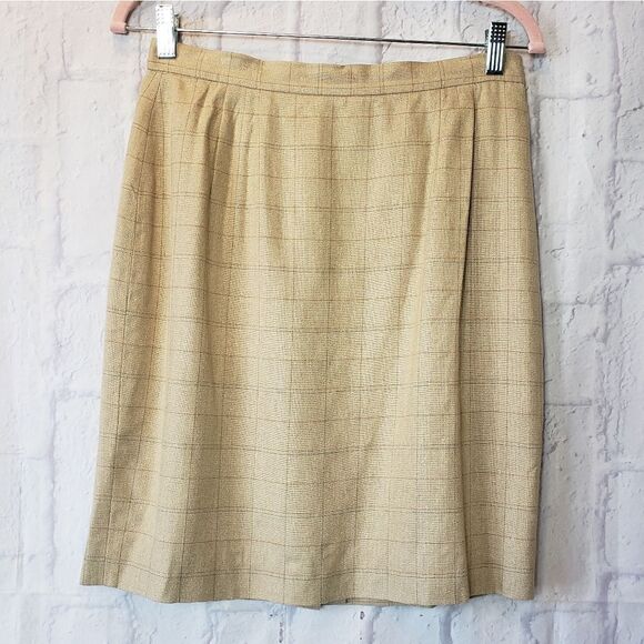VINTAGE LORD & TAYLOR Plaid Silk-blend Skirt - Picture 1 of 9